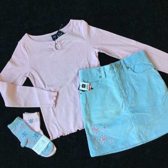 Gap Kids pink and blue snowflake outfit, NWT Size 8
